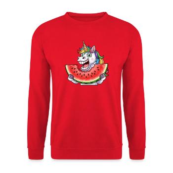 Cute Unicorn with Watermelon Rainbow Summer - Unisex Sweatshirt - red - Front - Alina (178cm) & Michal (187cm)
