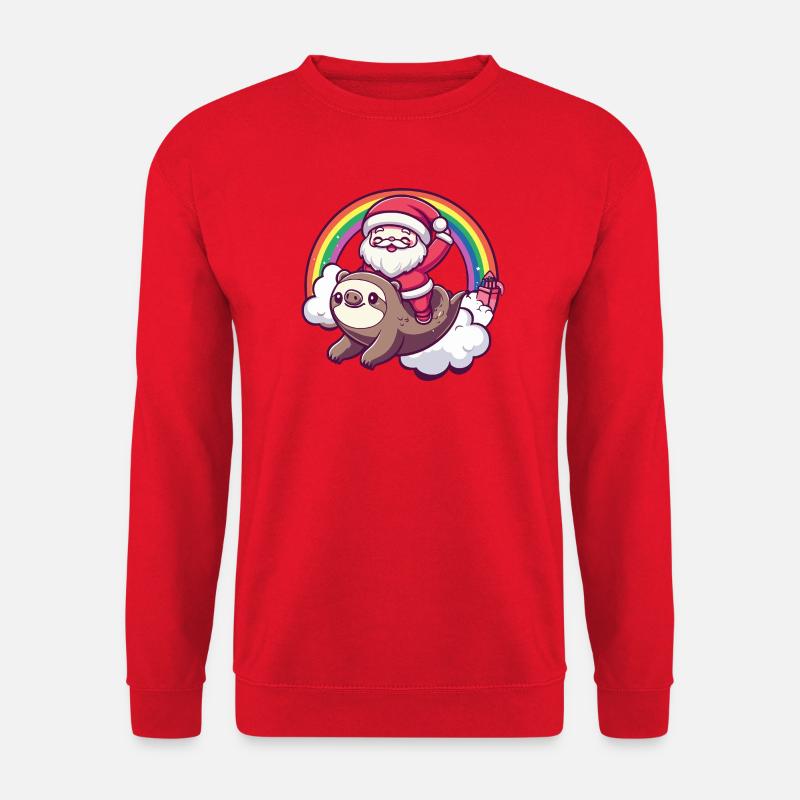 Faultier Weihnachtsmann Weihnachten - Unisex Pullover - Rot