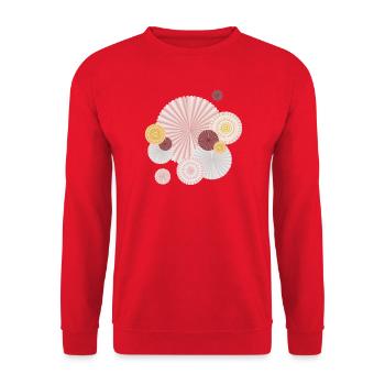 Rosettes pastel – Éventails décoratifs en papier - Sweat-shirt Unisexe - rouge - Devant - Alina (178cm) & Michal (187cm)