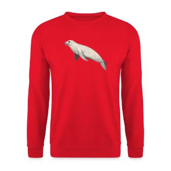 Geometrisches Siegel - Unisex Pullover - Rot - Vorne - Alina (178cm) & Michal (187cm)
