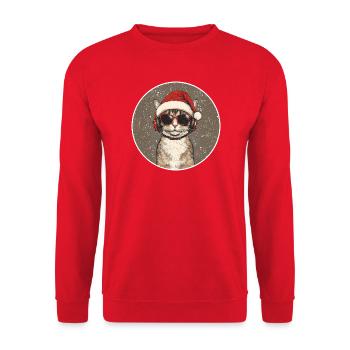 Chat cool avec lunettes de soleil Chapeau de Père Noël - Sweat-shirt Unisexe - rouge - Devant - Alina (178cm) & Michal (187cm)