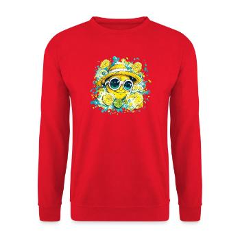 Sourire agrume avec chapeau et lunettes - Sweat-shirt Unisexe - rouge - Devant - Alina (178cm) & Michal (187cm)