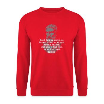 Citation gothique de la mort d’Épicure - Sweat-shirt Unisexe - rouge - Devant - Alina (178cm) & Michal (187cm)