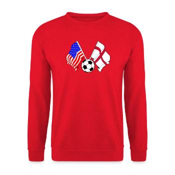Fußball England gegen USA - Unisex Pullover - Rot - Vorne - Alina (178cm) & Michal (187cm)