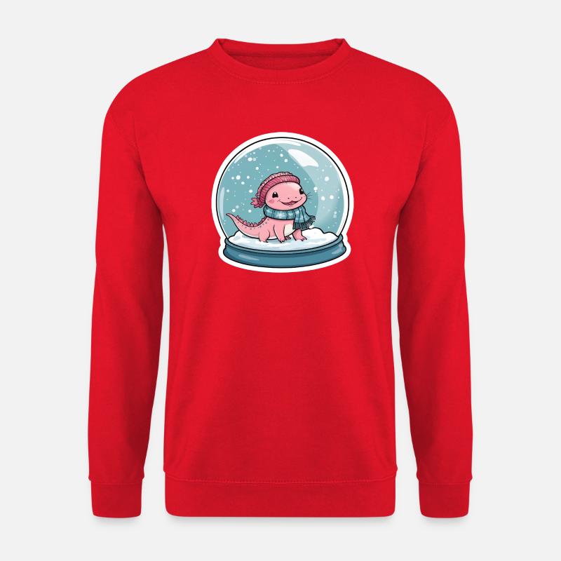 Axolotl in der Schneekugel - Unisex Pullover - Rot