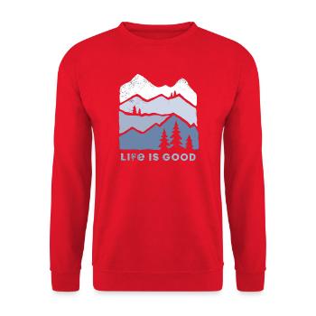 Berglandschaft Lebensfreude - Unisex Pullover - Rot - Vorne - Alina (178cm) & Michal (187cm)