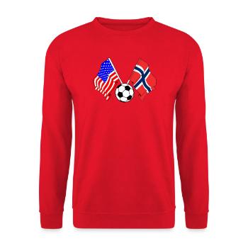 Fußball Norwegen gegen die USA - Unisex Pullover - Rot - Vorne - Alina (178cm) & Michal (187cm)