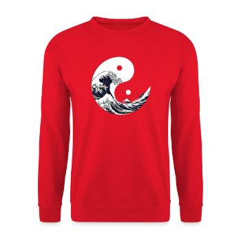 Yin-yang-Welle Kanagawa - Unisex Pullover - Rot - Vorne - Alina (178cm) & Michal (187cm)