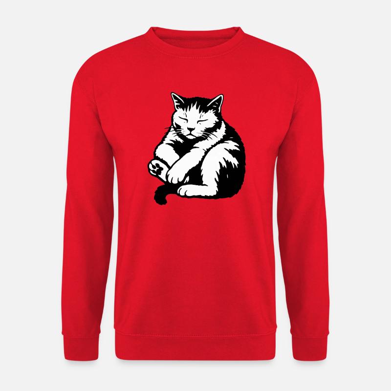 Schlafende Katzen-Silhouette - Unisex Pullover - Rot