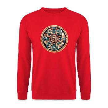 Ornement floral rond Mandala - Sweat-shirt Unisexe - rouge - Devant - Alina (178cm) & Michal (187cm)
