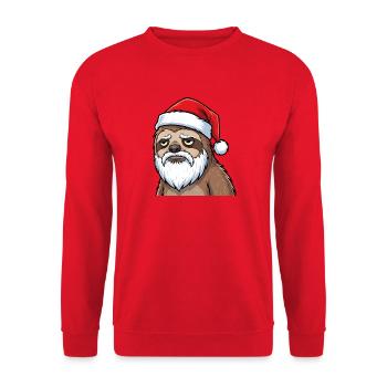 Funny Tired Sloth Xmas Motif - Unisex Sweatshirt - red - Front - Alina (178cm) & Michal (187cm)