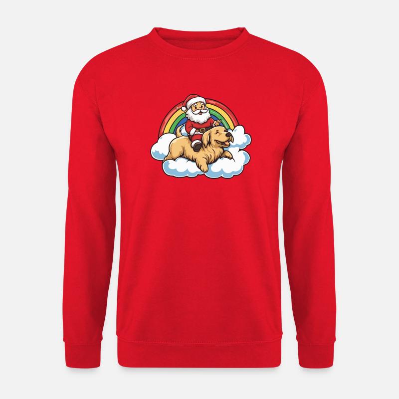 Golden Retriever Hund Weihnachtsmann - Unisex Pullover - Rot