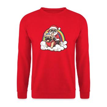French Buldog Dog Santa Claus - Unisex Sweatshirt - red - Front - Alina (178cm) & Michal (187cm)