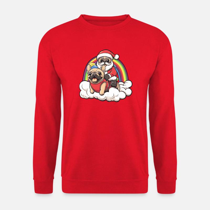 Französische Buldogge Hund Weihnachtsmann - Unisex Pullover - Rot
