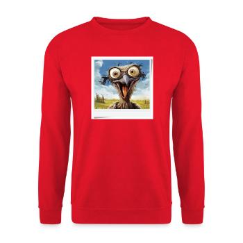 Oiseau rieur aux grands yeux - Sweat-shirt Unisexe - rouge - Devant - Alina (178cm) & Michal (187cm)