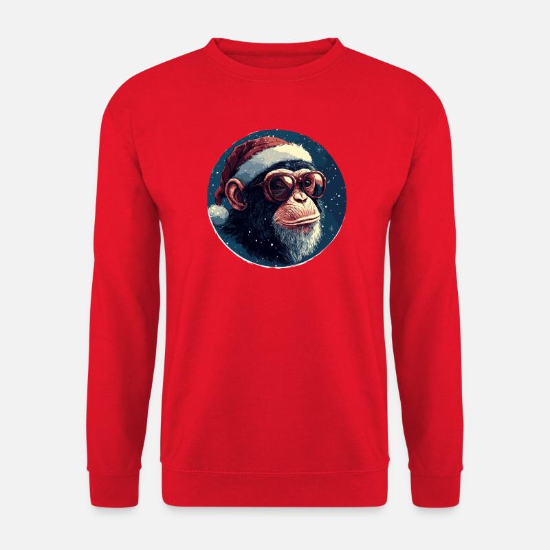 Monkey Christmas with glasses - Unisex Sweatshirt - red