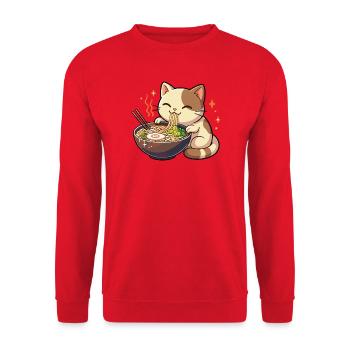 Cat with noodles ramen kawaii cat - Unisex Sweatshirt - red - Front - Alina (178cm) & Michal (187cm)