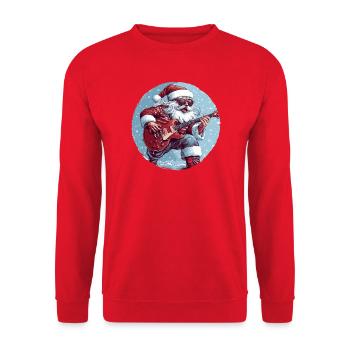 Weihnachtsmann Gitarre - Unisex Pullover - Rot - Vorne - Alina (178cm) & Michal (187cm)