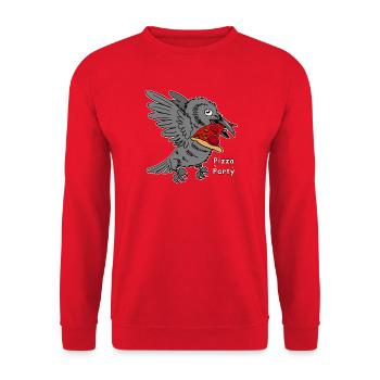 Pizza Party Raven Cartoon - Unisex Pullover - Rot - Vorne - Alina (178cm) & Michal (187cm)
