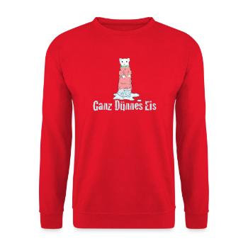 Ganz Dünnes Eis Deutscher Humor - Unisex Sweatshirt - red - Front - Alina (178cm) & Michal (187cm)