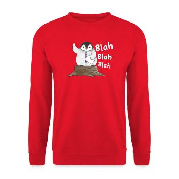 Pinguin-Rede Penguin Speech - Unisex Sweatshirt - red - Front - Alina (178cm) & Michal (187cm)
