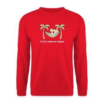 Koala in the hammock palm trees - Unisex Sweatshirt - red - Front - Alina (178cm) & Michal (187cm)