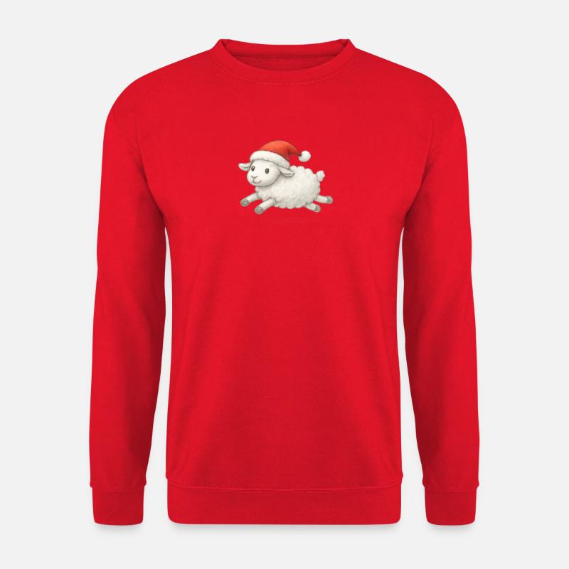 Schaf mit Weihnachtsmütze - Unisex Pullover - Rot