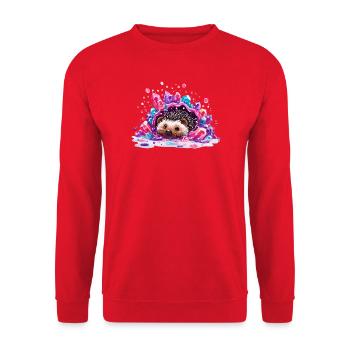 Hedgehog in the crystal treasure - Unisex Sweatshirt - red - Front - Alina (178cm) & Michal (187cm)