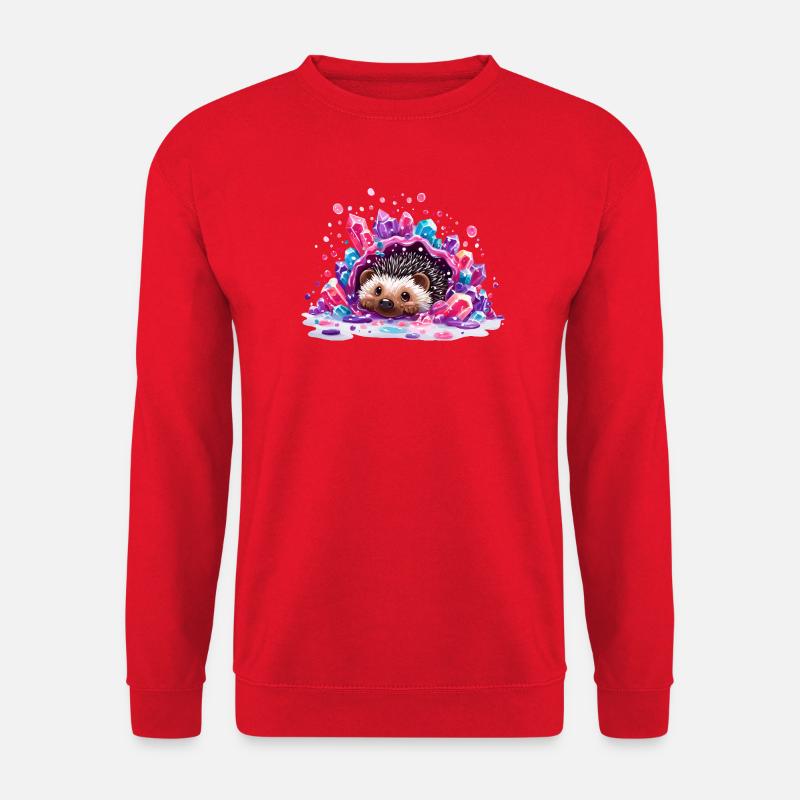 Igel im Kristallschatz - Unisex Pullover - Rot
