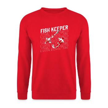 Fish Keeper Aquatic Pond Hobby Minimalist Style - Unisex Pullover - Rot - Vorne - Alina (178cm) & Michal (187cm)