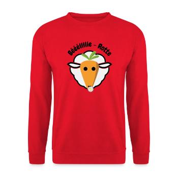 Carrot and Lamb Cartoon Drawing - Unisex Sweatshirt - red - Front - Alina (178cm) & Michal (187cm)