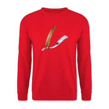 Klassisches Barber Rasiermesser im Retro Stil - Unisex Pullover - Rot - Vorne - Alina (178cm) & Michal (187cm)