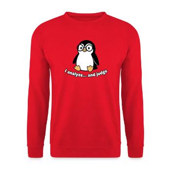Penguin Thinker avec des lunettes - Sweat-shirt Unisexe - rouge - Devant - Alina (178cm) & Michal (187cm)