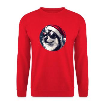 Siberian Husky Santa Sunglasses - Unisex Sweatshirt - red - Front - Alina (178cm) & Michal (187cm)