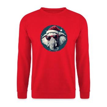 Elephant Santa with sunglasses - Unisex Sweatshirt - red - Front - Alina (178cm) & Michal (187cm)