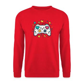 Herzcontroller Neon Spieldesign - Unisex Pullover - Rot - Vorne - Alina (178cm) & Michal (187cm)