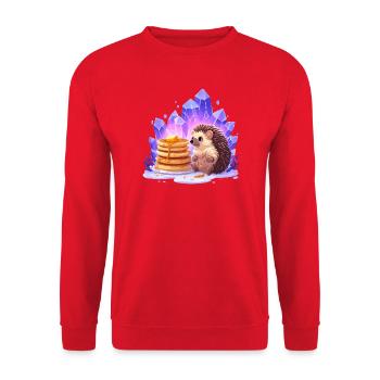 Hérisson avec des pancakes et des cristaux - Sweat-shirt Unisexe - rouge - Devant - Alina (178cm) & Michal (187cm)
