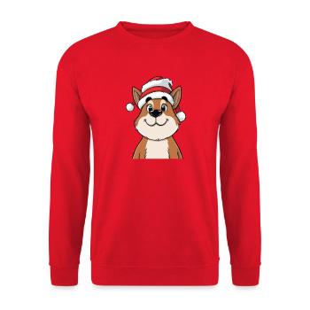 Funny dog with santa hat cute cartoon - Unisex Sweatshirt - red - Front - Alina (178cm) & Michal (187cm)
