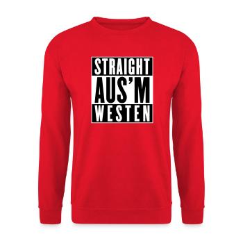 Straight aus'm Westen (Farben änderbar) - Unisex Pullover - Rot - Vorne - Alina (178cm) & Michal (187cm)
