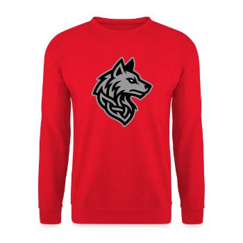 Wolf Kopf Wikinger - Unisex Pullover - Rot - Vorne - Alina (178cm) & Michal (187cm)
