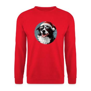 Dog Christmas with sunglasses - Unisex Sweatshirt - red - Front - Alina (178cm) & Michal (187cm)