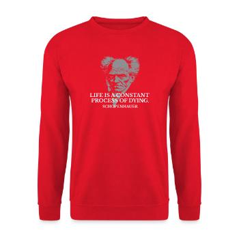 Schopenhauer Portrait Quote - Unisex Sweatshirt - red - Front - Alina (178cm) & Michal (187cm)