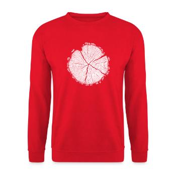 Baumscheibe Holzringe – Naturmotiv Weiß - Unisex Pullover - Rot - Vorne - Alina (178cm) & Michal (187cm)