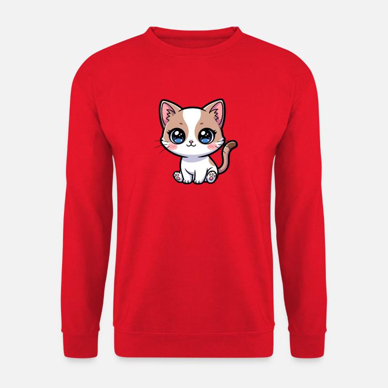 Calico Kawaii Kätzchen-Anhänger - Unisex Pullover - Rot
