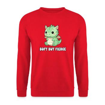 Dragon tendre – Doux et Sauvage - Sweat-shirt Unisexe - rouge - Devant - Alina (178cm) & Michal (187cm)