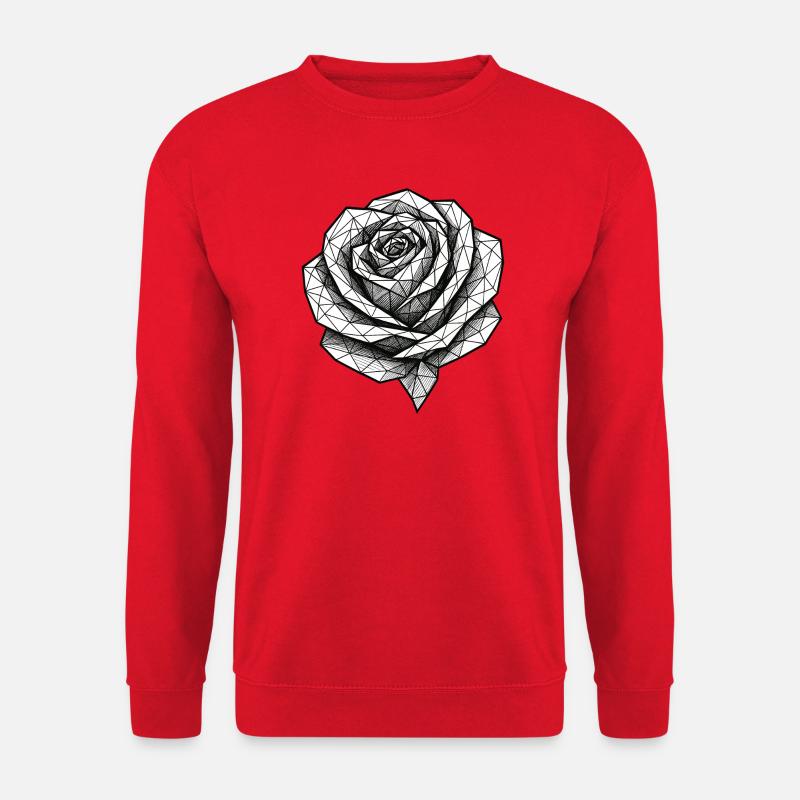 Geometrische Rose Schwarzweiß - Unisex Pullover - Rot