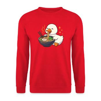 Goose with noodles ramen kawaii goose - Unisex Sweatshirt - red - Front - Alina (178cm) & Michal (187cm)