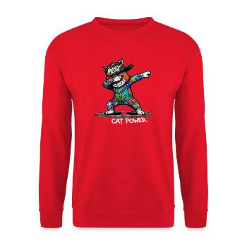 Dab Cat Power Street Art Comic Design - Sweat-shirt Unisexe - rouge - Devant - Alina (178cm) & Michal (187cm)