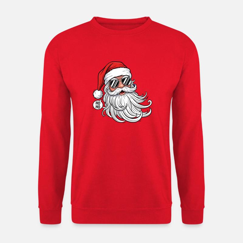 Cool Santa Comic Head with Sunglasses - Unisex Sweatshirt - red
