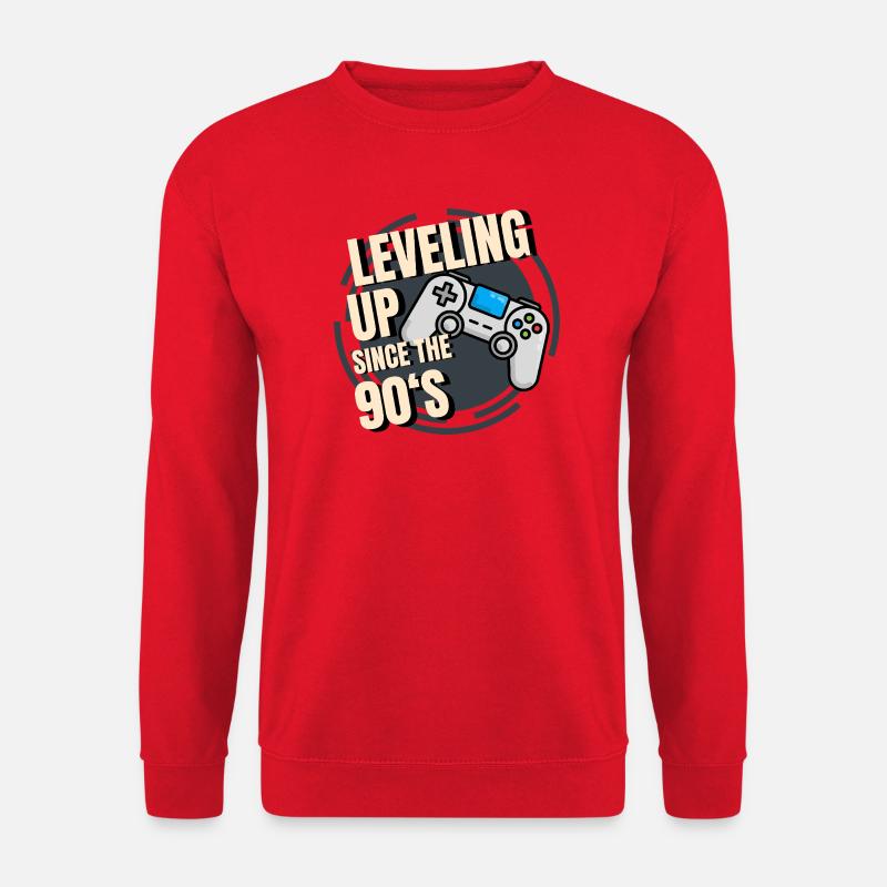 Retro-Spielcontroller mit 90er-Jahre-Text - Unisex Pullover - Rot